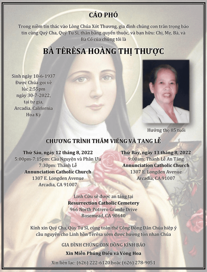 Pray for Linh Hồn Têrêsa - Thành Kính Phân Ưu