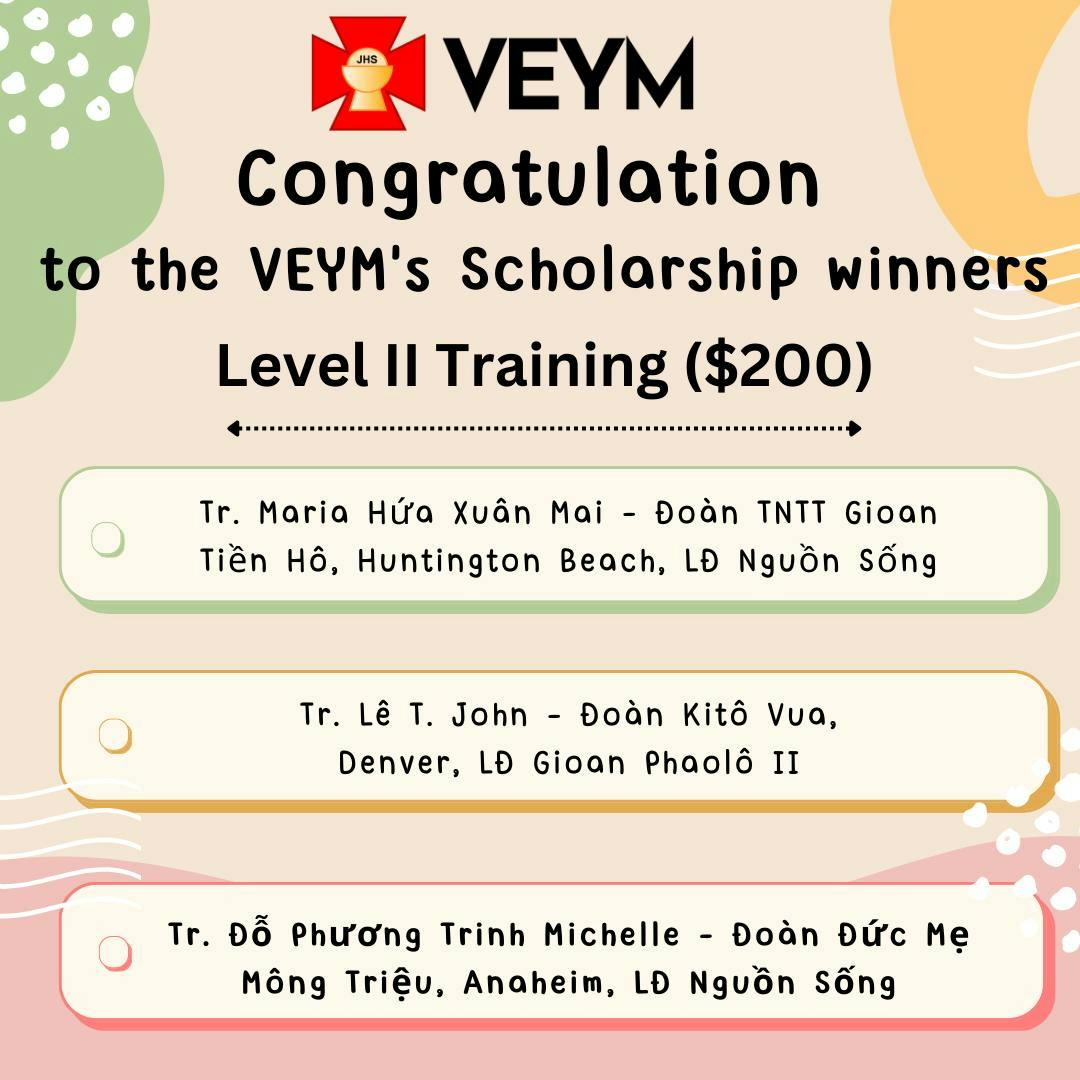 Level II Training Camps Scholarship Winners ($200)