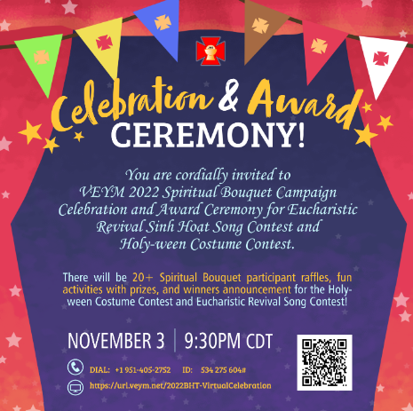 Invitation to VEYM 2022 Spiritual Bouquet Campaign Closing Celebration and Contest Awards Ceremony!