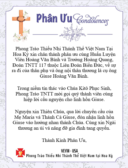 Pray for Linh Hồn Giuse - Thành Kính Phân Ưu!